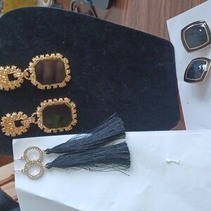 Black and Gold Earrings. 3 pair